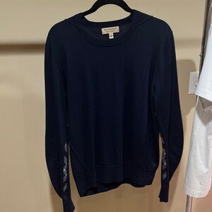 Burberry Dark Blue Sweater with Geometric Sleeve Detail